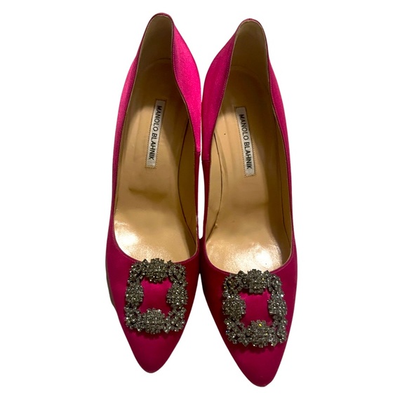 Magenta Raspberry Manolo Blahnik Hangisi Shoes Heels With Box - Picture 4 of 8